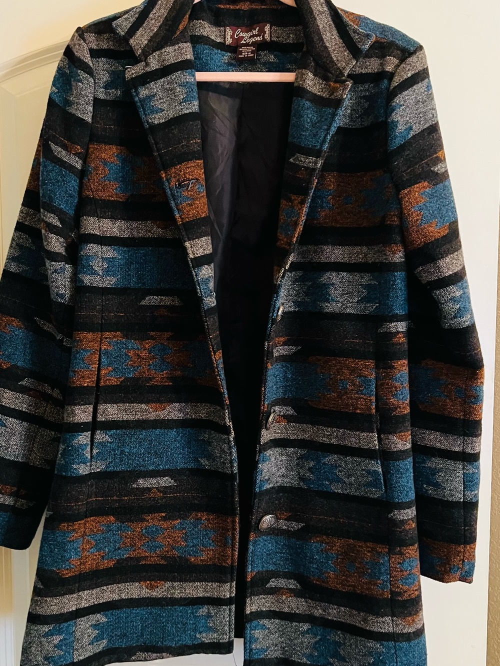Cowgirl Legend Southwestern Aztec Print Blazer Jacket, M